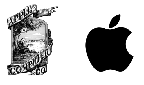 Old and new Apple Logos side by side