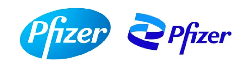 Old and new Pfizer logo's next to eachother